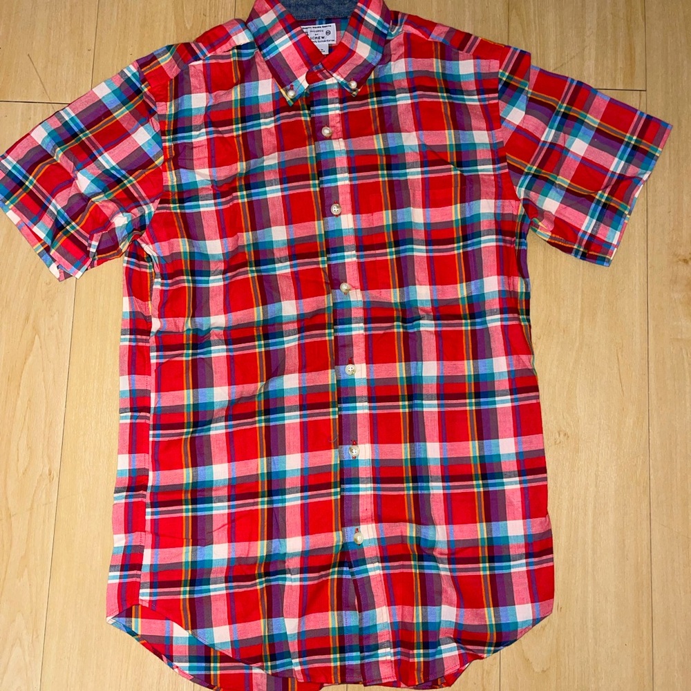 J Crew  Short Sleeve Plaid Button Down Shirt